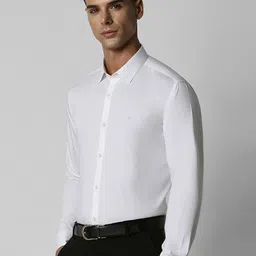 van heusen V Dot Men White Slim Fit Solid Casual Shirt image 3