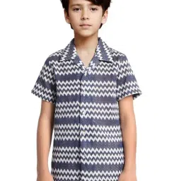 Rare Ones Boys Blue Cotton Embroidery Shirt-image-27