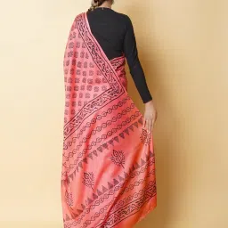 Unnati Silks Pink Cotton Printed Saree With Unstitched Blouse image 2