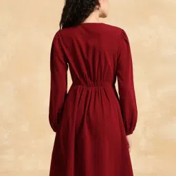 KAZO Maroon Casual Dress image 2