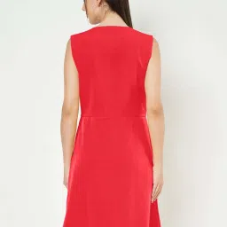 Brinns Red & Mustard Regular Fit Color-Block Dress image 2