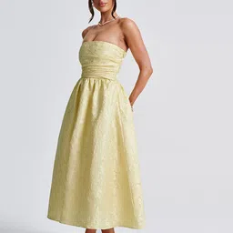 JC Mode Women Self Design Bandeau Midi Dress image 5