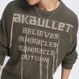 glitchez Retro Rave Typography Distressed Detail Knitted Pullover image 5