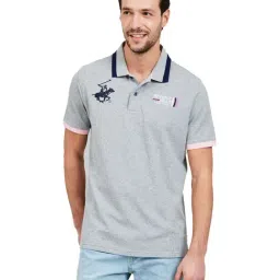 Beverly Hills Polo Club Grey Slub Polo T-Shirt-image-0