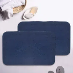 BIANCA Ultra-Soft Fluffy Bath Mat With Non-Slip Rubber Backing -2pc Large (plush) solid-navy blue-picture-27