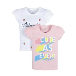 Plum Tree Kids White & Pink Printed T-Shirt (Pack Of 2)-picture-1