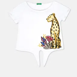 United Colors of Benetton Kids White & Yellow Cotton Printed T-Shirt-picture-37