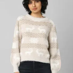 Only Beige Round Neck Pullover-picture-12