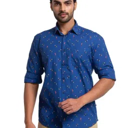 Parx Blue Slim Fit Printed Shirt-picture-46