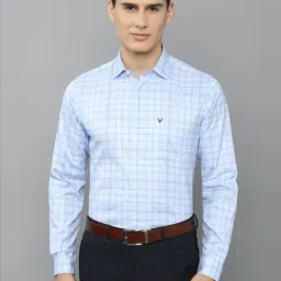 Allen Solly Blue Cotton Slim Fit Checks Shirt-picture-35