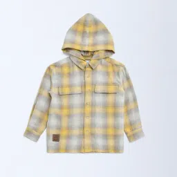 HOP Kids by Westside Beige Checks Detailed Cotton Shirt-image-21