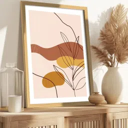 Art Street Boho Abstract Shape And Leaf Wall Art Painting image 2