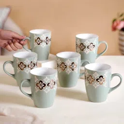 Nestasia Floral Golden Pattern Sage Blue Coffee Mugs Set Of 6 350ml image 2