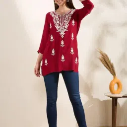 Fashor Red Embroidered Kurti image 5