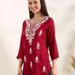 Fashor Red Embroidered Kurti image 4