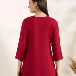 Fashor Red Embroidered Kurti image 2