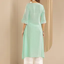 Libas Green A Line Kurta image 2