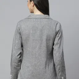 Cottinfab Grey Cotton Textured Single Breasted Blazer image 2