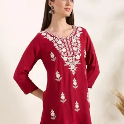 Fashor Red Embroidered Kurti image 3