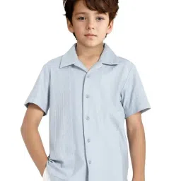 Rare Ones Boys Blue Cotton Jacquard Shirt-picture-32