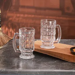 Troveas Clear Oaken Beer Mug - Set of 2 (400 ml) image 2