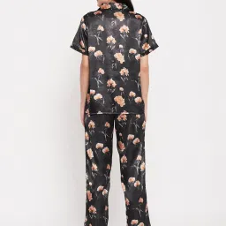 Clovia Black Printed Shirt Pyjamas Set image 2