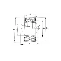 FAG Domestic Double Row Angular Contact Ball Bearing, Inner Dia 30 mm, Outer Dia 62 mm, Width 23.8 mm, 3206-BD-XL-2HRS image 2