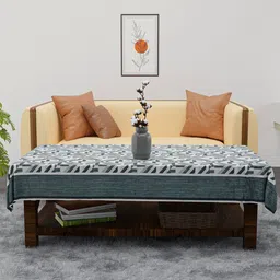 Myntra Elegant Homes Grey Geometric Printed 4-Seater Table Cover image 3