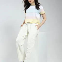 Monte Carlo White Cotton Self Design Trackpants image 5