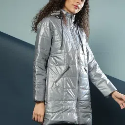 Campus Sutra Grey Quilted Jacket image 4