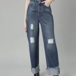 showoffff SHOWOFF Blue Denim Straight Fit Mid Rise Jeans-picture-29