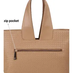 Mochi Beige Textured Large Shoulder Handbag image 4