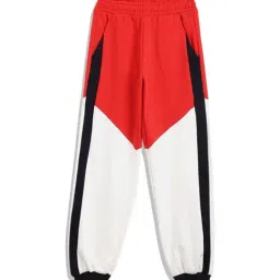 Tommy Hilfiger Kids Red & White Color Block Regular Fit Trackpants-picture-35