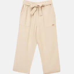 Blue Giraffe Girls Cream Straight Fit Trousers-image-84
