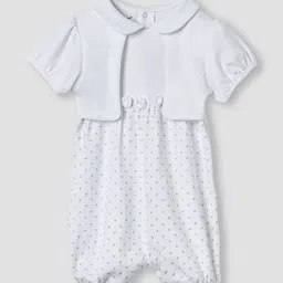 Giggles by Babyshop Infant Girls Printed Cotton Shirt Collar Neck Rompers With Overlay-picture-29