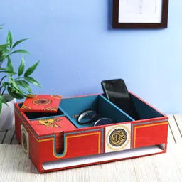 VarEesha Red Wood Handpainted Desk Organiser-image-89
