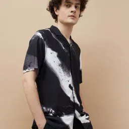Forca By Lifestyle Black Cotton Regular Fit Printed Shirts-picture-32