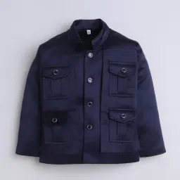 Fourfolds Boys Navy Blue Indowestern Sets image 3