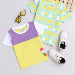 Bumzee Kids Mint Green & Yellow Printed T-Shirt (Pack Of 2)-image-98