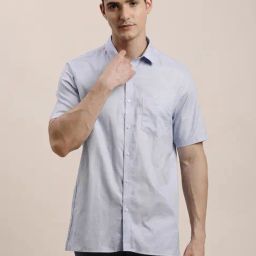 Turtle Light Blue Cotton Slim Fit Printed Shirt-picture-33
