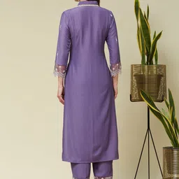 MOKOSH Women Embroidered Regular Thread Work Kurta with Trousers image 4