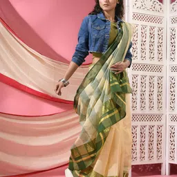 TANTLOOM Woven Design Zari Pure Cotton Taant Saree image 3