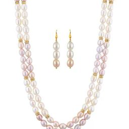 Sri Jagdamba Pearls Golden Necklace & Earring Set-picture-29