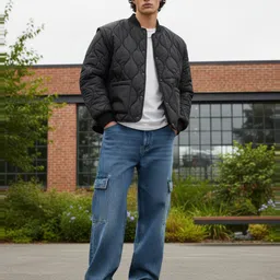 glitchez Stand Collar Quilted Jacket image 3