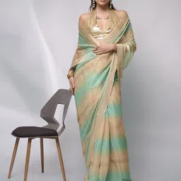 Kalista Embellished Beads and Stones Sequinned Organza Ready to Wear Saree image 2