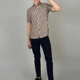 Heed Attentive Men Relaxed Fit Abstract Printed Spread Collar Cotton Casual Shirt image 2