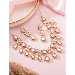 Saraf RS Jewellery Gold Plated Polki Kundan Studded Floral Jewellery Set-picture-13