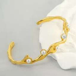 VIEN Gold-Plated Stainless Steel Beaded Kada Bracelet-picture-14