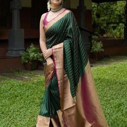 VILLE FASHION Ethnic Motifs Zari Kanjeevaram Saree-picture-37