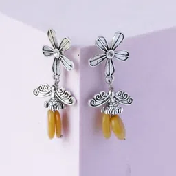 Shrim jewels Labradorite Stones Studded Floral Shaped Drop Earrings-picture-26